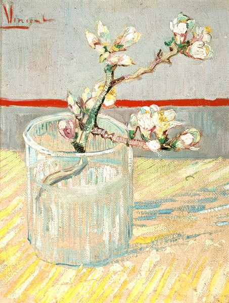 Van Gogh, Branche d'amandier en fleurs dans un verre
