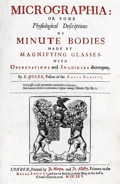 Title page of a "Micrographia" edition