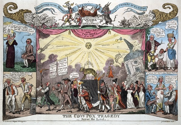 The Cow Pox Tragedy -Scene the Last', 1812, by George Cruikshank
