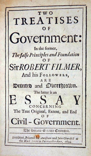 Title page 'Two Treatises of Government