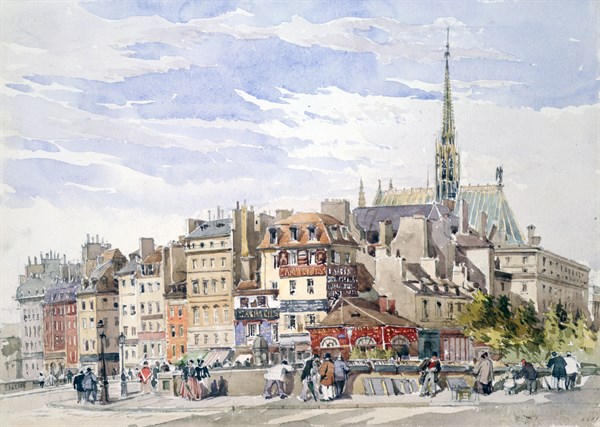 Sainte-Chapelle and the Palais de Justice by the Quay Pont Saint-Michel'