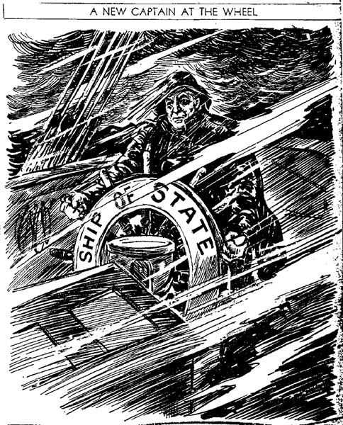 Cartoon depicting US president Franklin Roosevelt