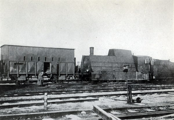 Russian armoured railway locomotive and wagon