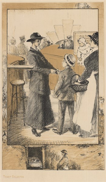 During the war women did many jobs previously considered only suitable for men.  Female ticket