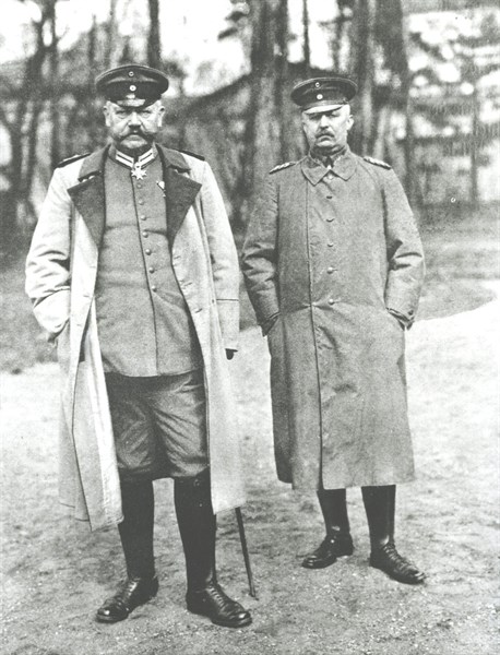 Paul von Beneckendorff und von Hindenburg (1847-1934), left, German soldier and president, with