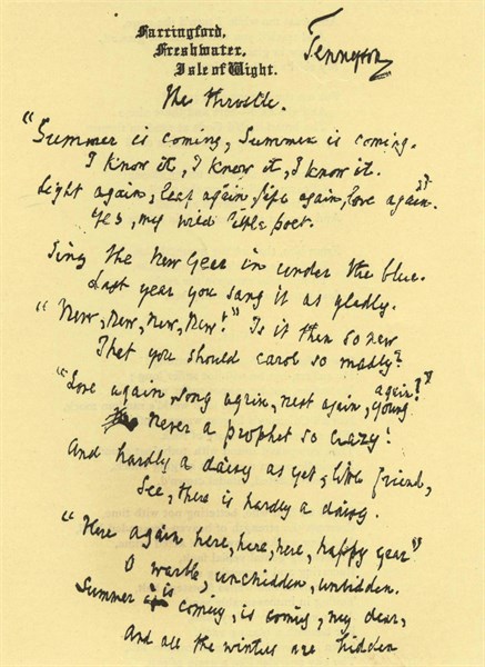 Manuscript of 'The Throstle'