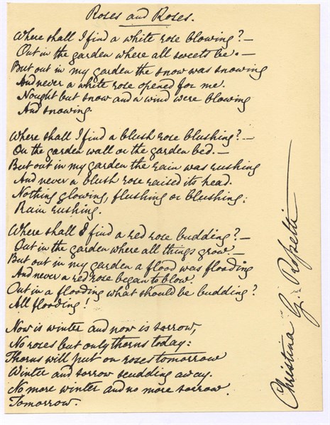 Manuscript of 'Roses and Roses'