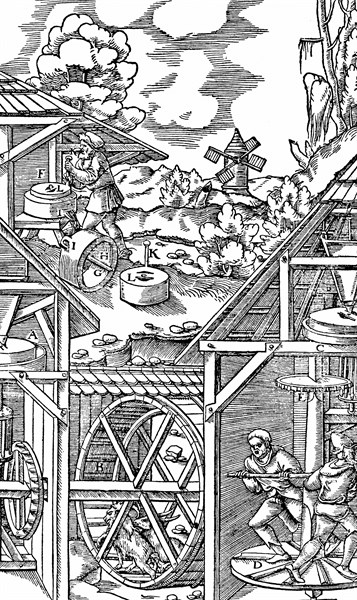 Crushing gold bearing ores in mills similar in principle to flour mills