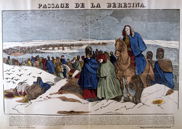 Napoleon's Grande Armee retreating from Russia across the Beresina