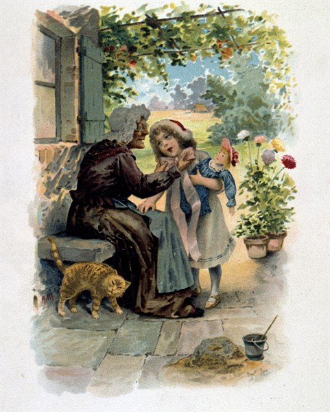 Little Red Riding Hood  with her grandmother