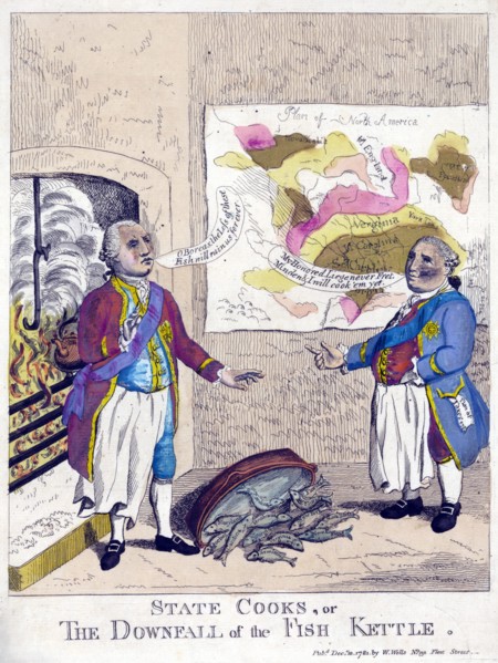 Satire about George III, Lord North and the American colonies
