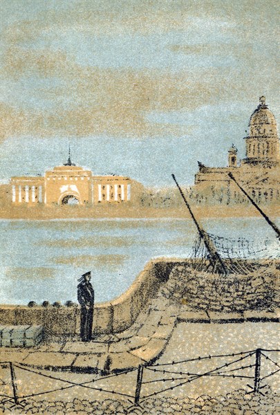 Russian anti-aircraft gun placement in St Petersburg, c.1942