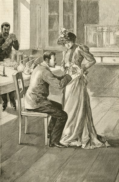 'Waldemar Haffkine (1860-1930) Russian bacteriologist , vaccinating a woman against Cholera at the