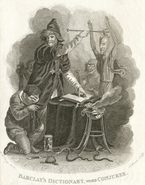 Magician summoning up a spirit