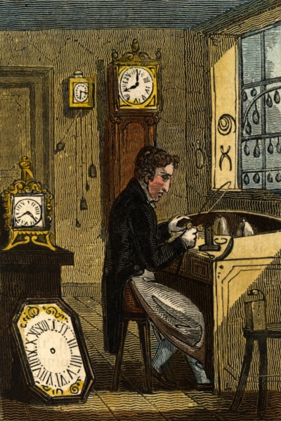 The Watchmaker working at his bench