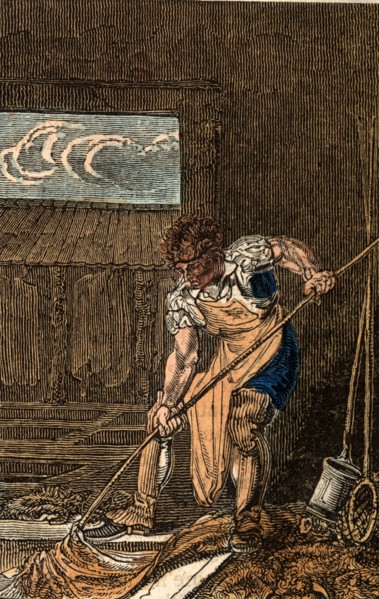 Tanner removing hides from tanpits