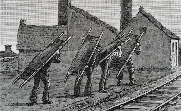 Colliery explosion at Llanerch, Monmouthshire, Wales, 1890