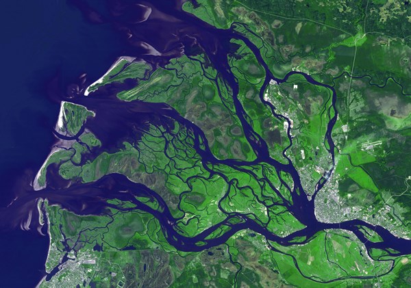 Satellite view of Arkhangelsk in Russia