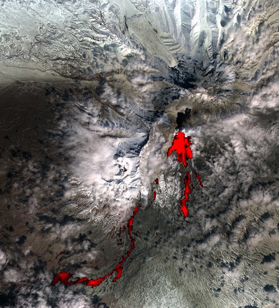 Satellite image of the Kamchatka peninsula