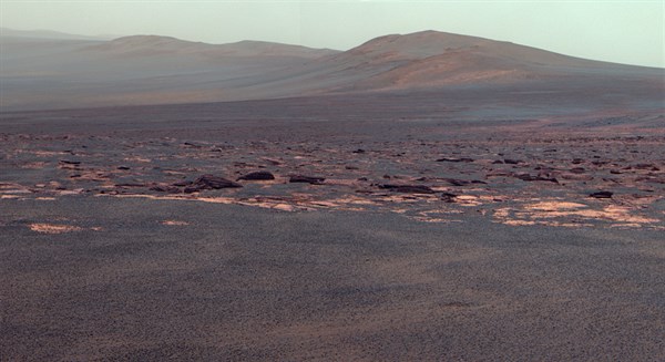 A portion of the west rim of Endeavour crater