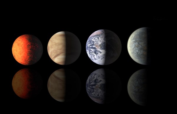 This chart compares the first Earth-size planets found around a sun-like star to planets in our own