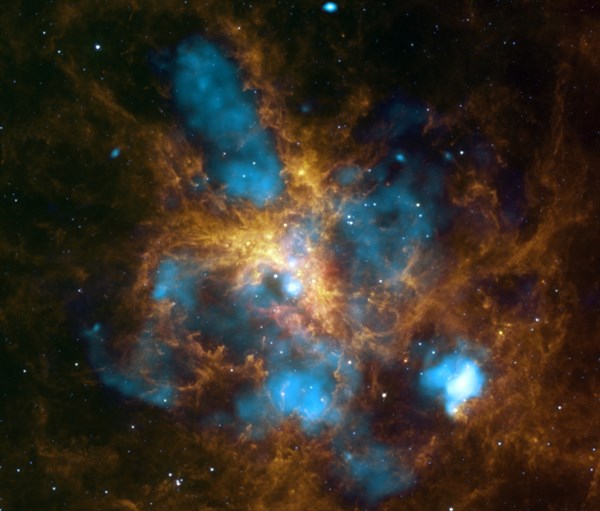 The star-forming region, 30 Doradus, is one of the largest located close to the Milky Way and is