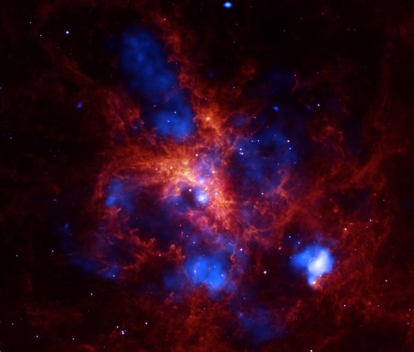 The star-forming region, 30 Doradus, is one of the largest located close to the Milky Way and is