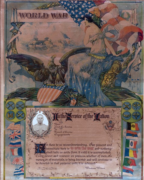 World War Propaganda poster 'in the service of the nation'