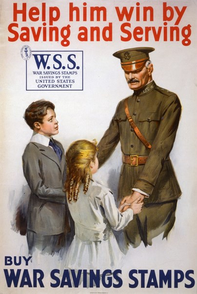 World War One poster promoting the buying of War Savings Stamps