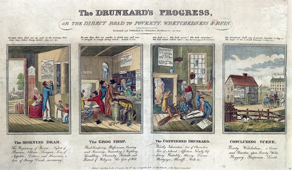 The Drunkard's progress by J.W. Barber, c1826.