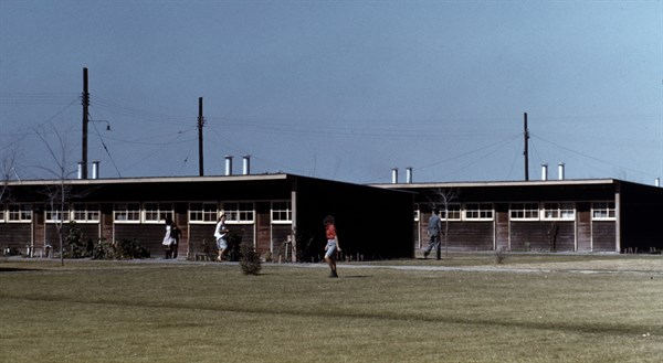 Row shelters, Texas, USA.