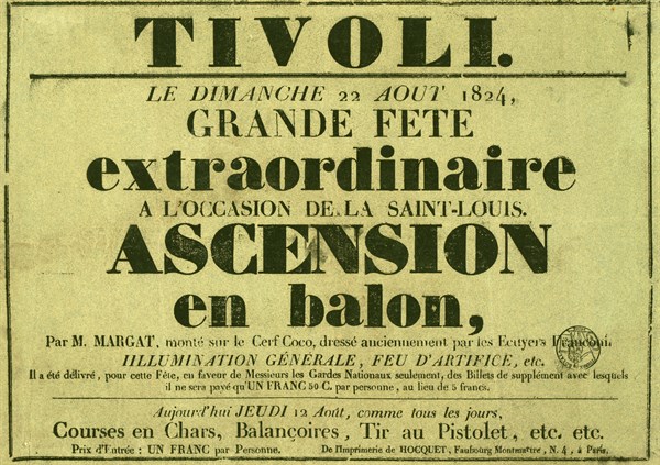 Broadside announcing a balloon ascension by Jean Margat