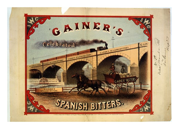 Patent medicine label for Garnier's celebrated Spanish Bitter's