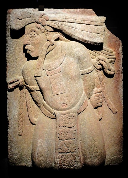 Mayan Stone relief depicting a prisoner.