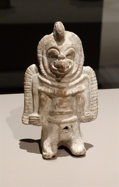 Zoomorphic or anthropomorphic Mayan figurine with human and owl features