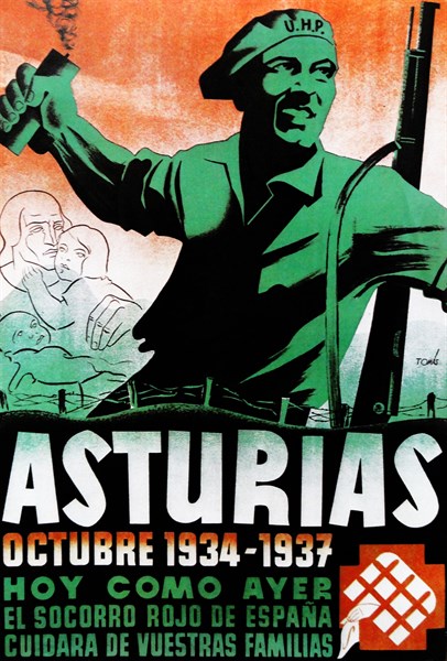 Republican Spanish poster to recall the Asturias Revolution of 1934.