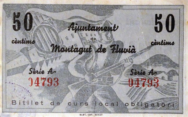 banknote issued during the Spanish Civil War