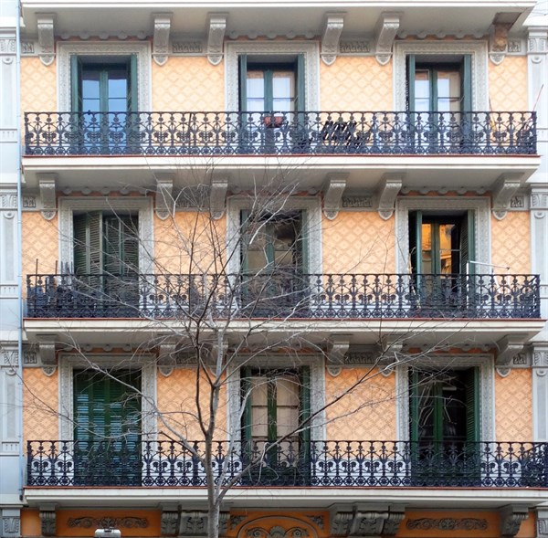 Façade of apartments of the early twentieth century, Barcelona, Spain