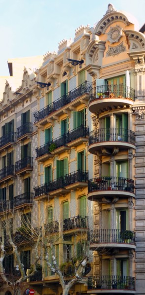 Façade of apartments of the early twentieth century, Barcelona, Spain