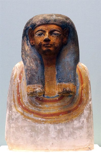 Painted limestone ancestor bust. 19th or 20th Dynasty, about 1295-1070 BC