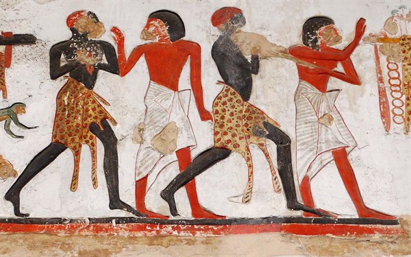 Egyptian temple relief depicting a military expedition by Rameses II (1279-1213 BC)