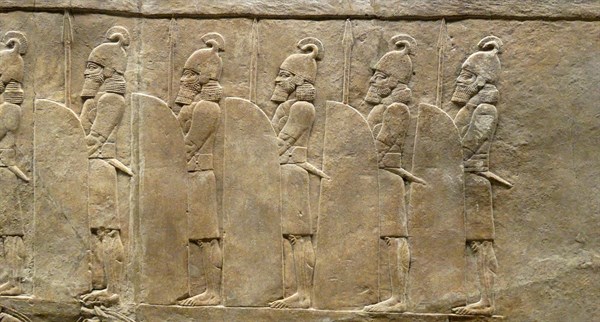 Relief depicting protective spirits. Assyrian, about 645-635 BC From Nineveh, North Palace. Assyrian, about 645-635 BC