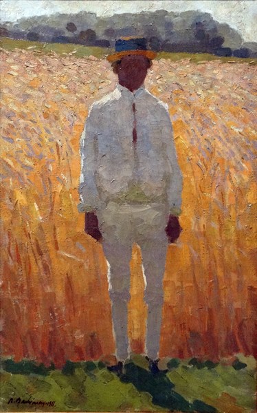Painting depicting a Landscape with male figure by Antoni Badrinas
