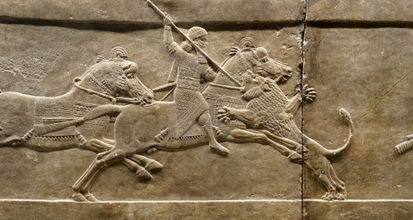 return from the lion hunt Nineveh, Iraq. Assyrian 645-636 BC