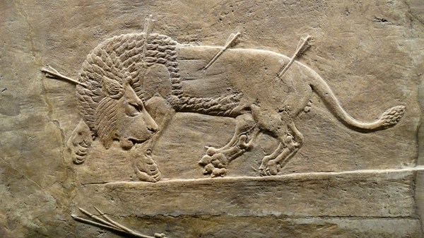 The royal lion hunt, Assyrian, about 645-635 BC From Nineveh. North Palace, Iraq