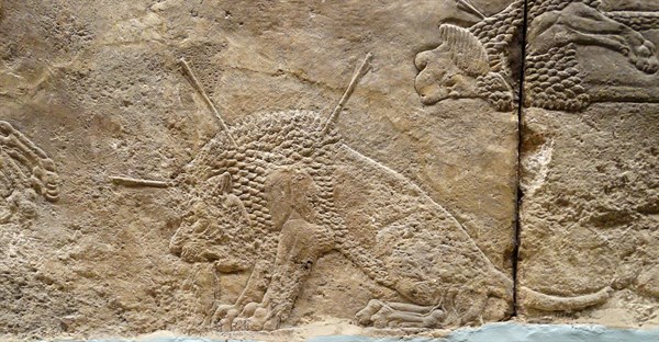 The royal lion hunt, Assyrian, about 645-635 BC From Nineveh. North Palace, Iraq