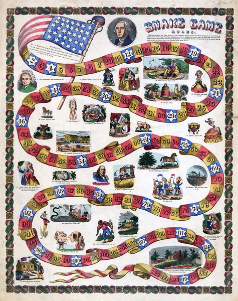 Snake game rules. Published between 1840 and 1860