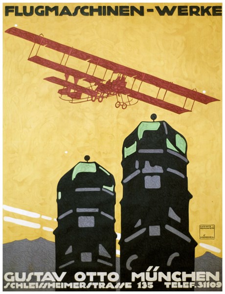Ludwig Hohlwein 1912 Flugmaschinen - Werke, Poster