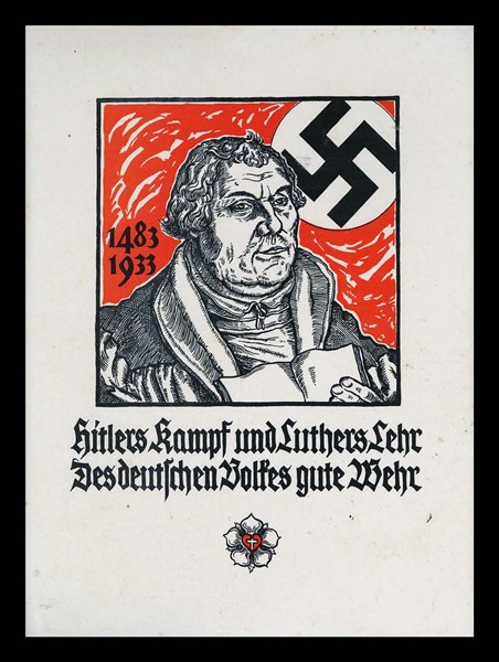 Hitler's fight and Luther's teaching. Nazi propaganda poster 1933