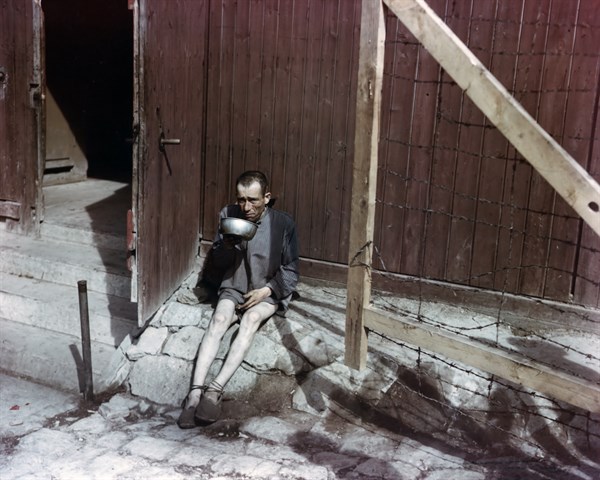 Photograph of a recently-liberated Buchenwald Concentration Camp survivor